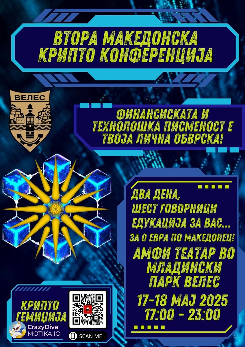 Каде ако не во Велес: Втора македонска крипто конференција на 17 и 18 мај!