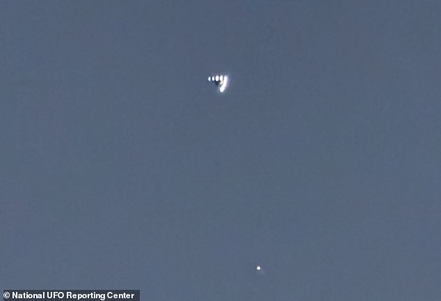 What the witnesses saw: A black V-shaped craft with nine lights gliding above LA