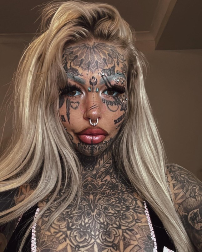 A decade of ink: 98% of Amber Luke’s skin is tattooed; 36 face tattoos