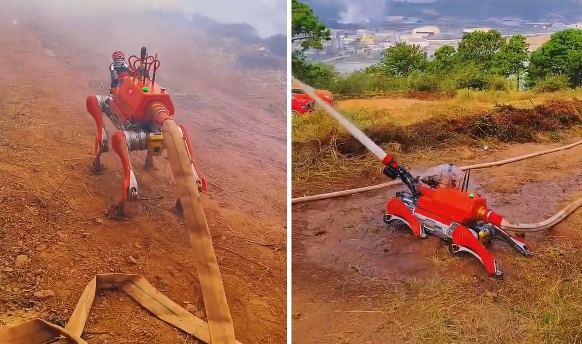 Robôs bombeiros de quatro patas chegam para enfrentar o fogo na China