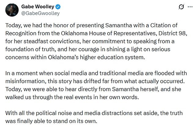 Настанот добива национално внимание, Саманта добива признание и поддршка за академската слобода