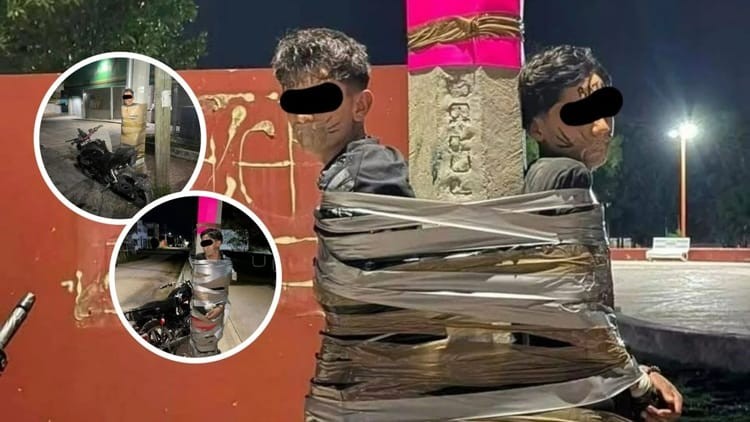 Мексиканскиот „Бетмен“ ги лепи крадците за бандери со селотејп, но цврсто за да не можат да се ослободат додека да дојде полицијата